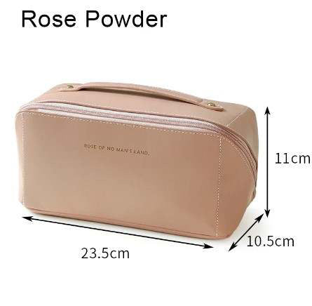 Travel Makeup Bag,Large Capacity Cosmetic Bags for Women,Waterproof Portable Pouch Open Flat Toiletry Bag Make up Organizer with Divider and Handle