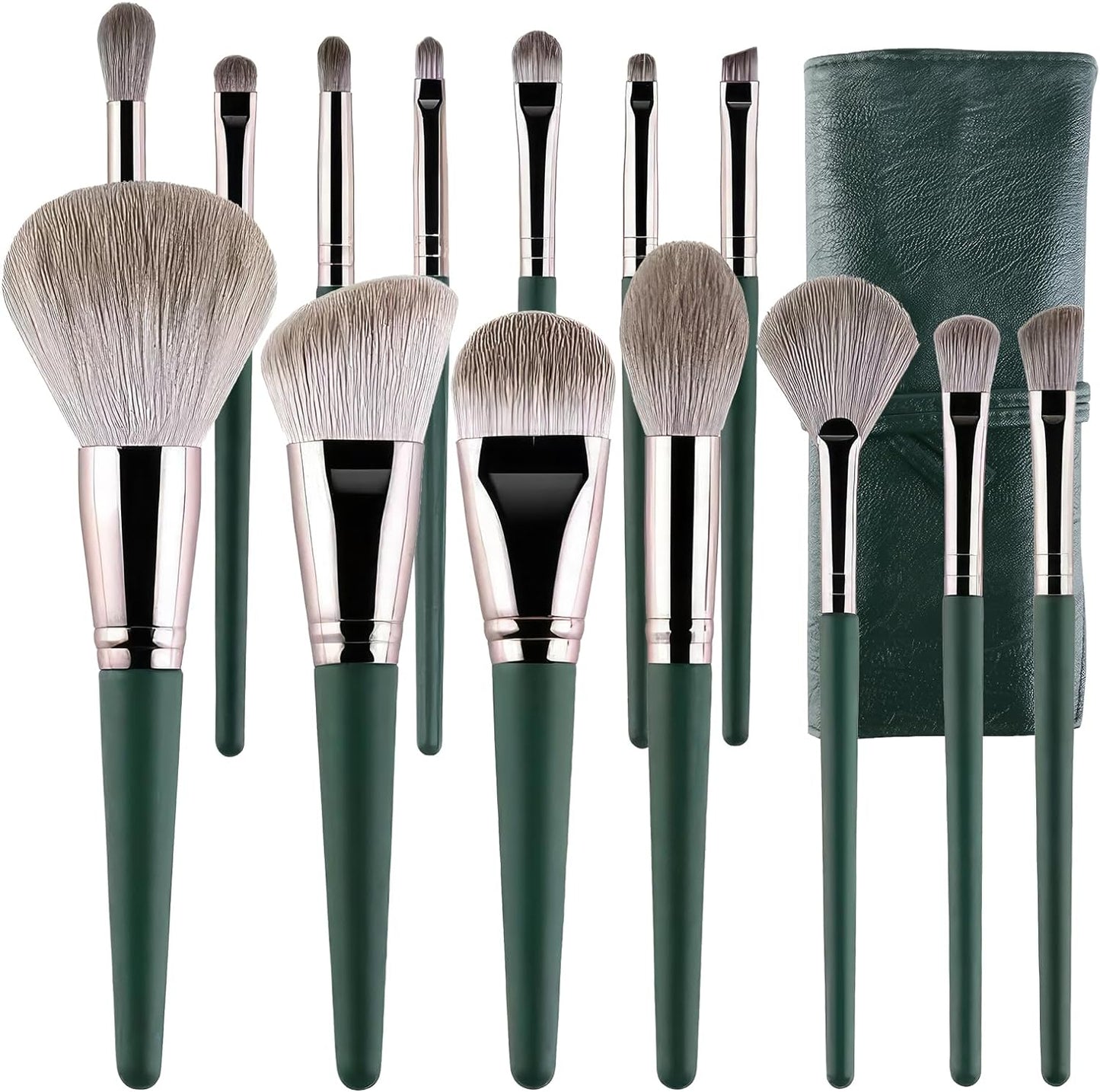 Makeup Brushes Makeup Brush Set Professional - 14 PCS Foundation Concealer Eye Shadow Brush, Contour Brush Make Up Brushes Kit, Travel Cosmetic Brush with Green Makeup Bags