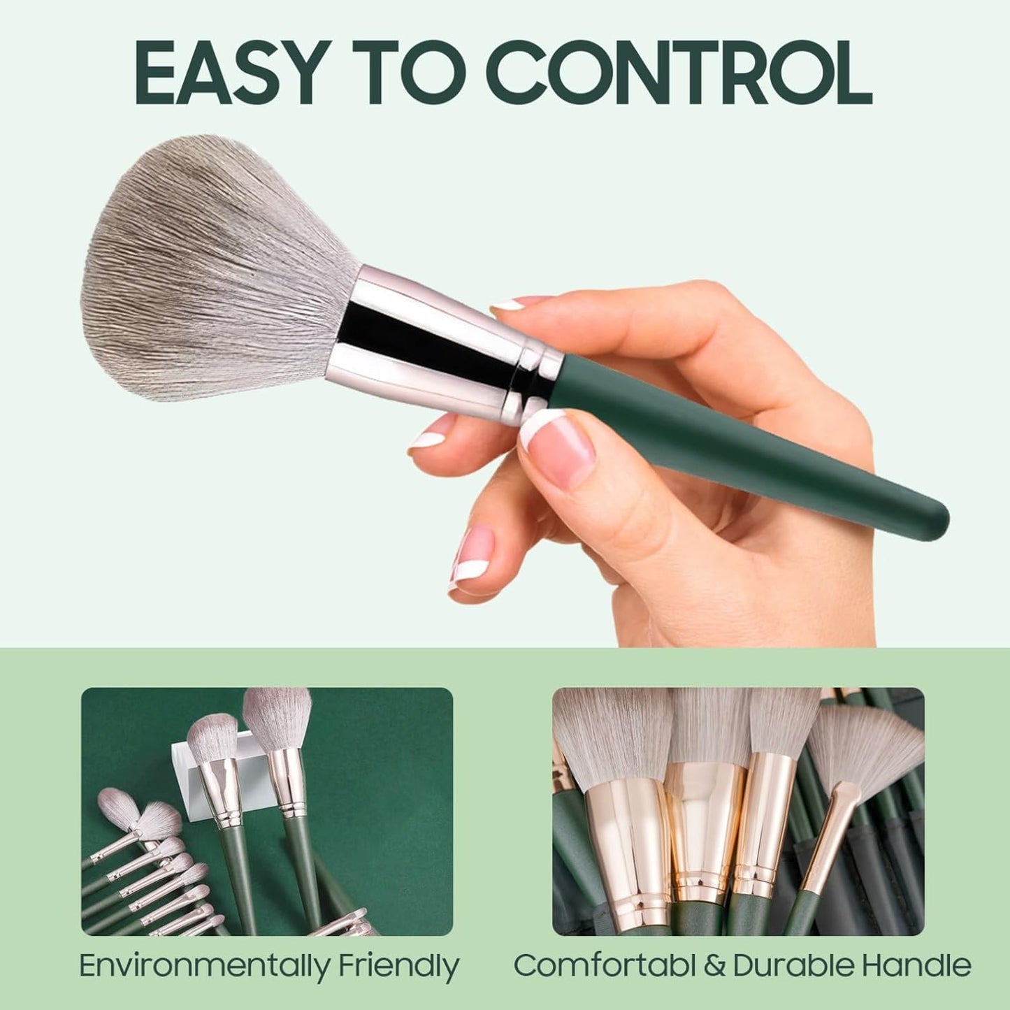 Makeup Brushes Makeup Brush Set Professional - 14 PCS Foundation Concealer Eye Shadow Brush, Contour Brush Make Up Brushes Kit, Travel Cosmetic Brush with Green Makeup Bags