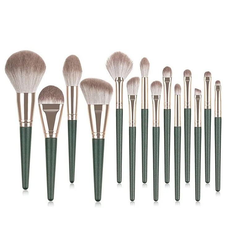 Makeup Brushes Makeup Brush Set Professional - 14 PCS Foundation Concealer Eye Shadow Brush, Contour Brush Make Up Brushes Kit, Travel Cosmetic Brush with Green Makeup Bags