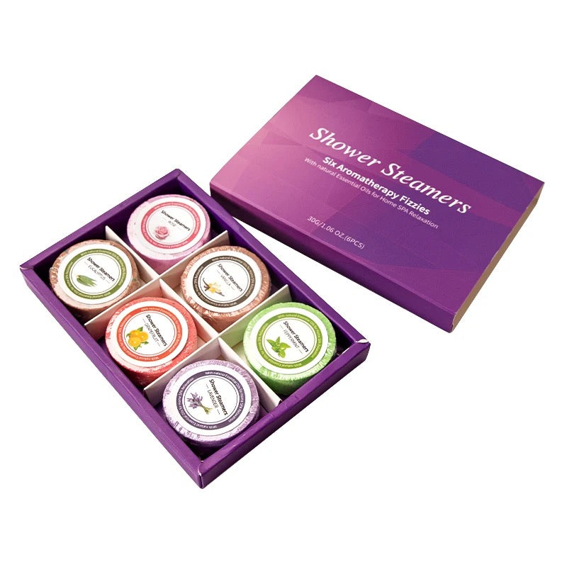 Shower Steamers Aromatherapy - Variety Pack of 6 Shower Bombs with Essential Oils. Self Care Christmas Gifts for Women and Stocking Stuffers for Adults and Teens. Purple Set