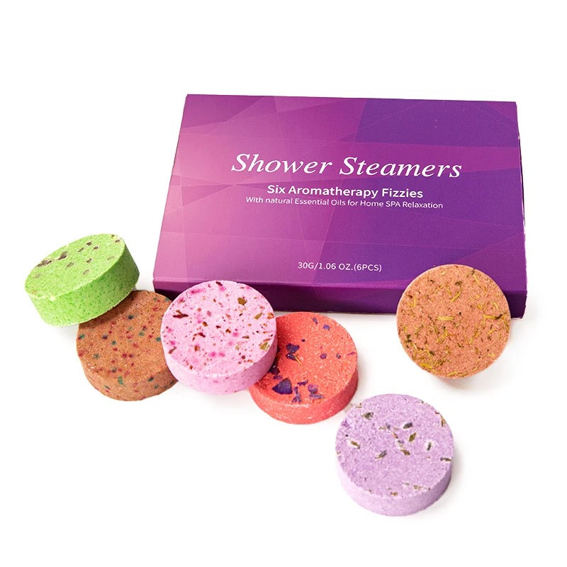 Shower Steamers Aromatherapy - Variety Pack of 6 Shower Bombs with Essential Oils. Self Care Christmas Gifts for Women and Stocking Stuffers for Adults and Teens. Purple Set